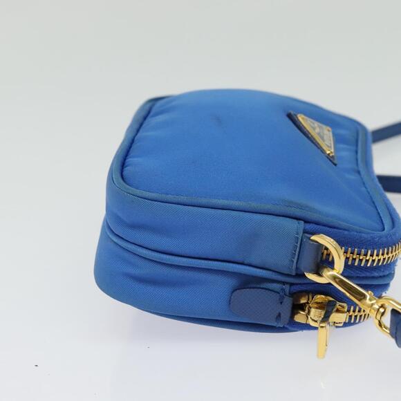PRADA Shoulder Bag Nylon Gold Blue - Picture 5 of 12